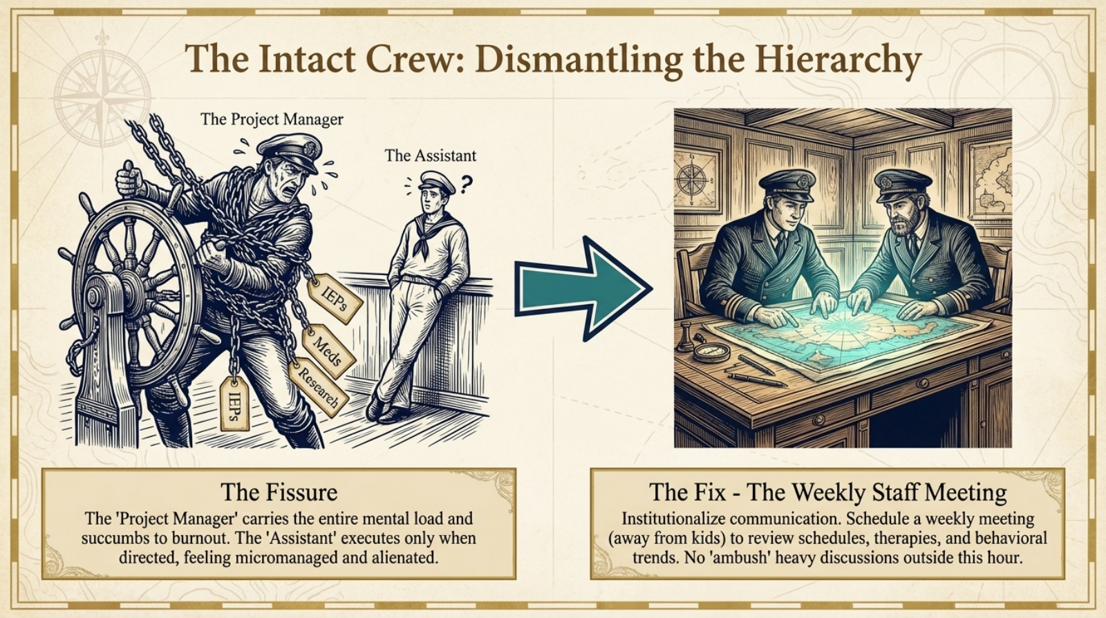 Slide 10 of 20: Two Captains, One Ship Slides